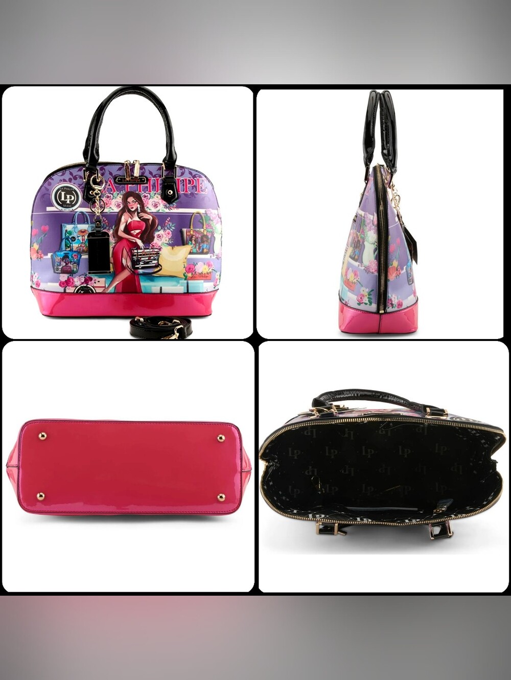 La Philipe "Bold Beauty" Large Artistic Oval Satchel Crossbody Bag - Picture 11 of 11